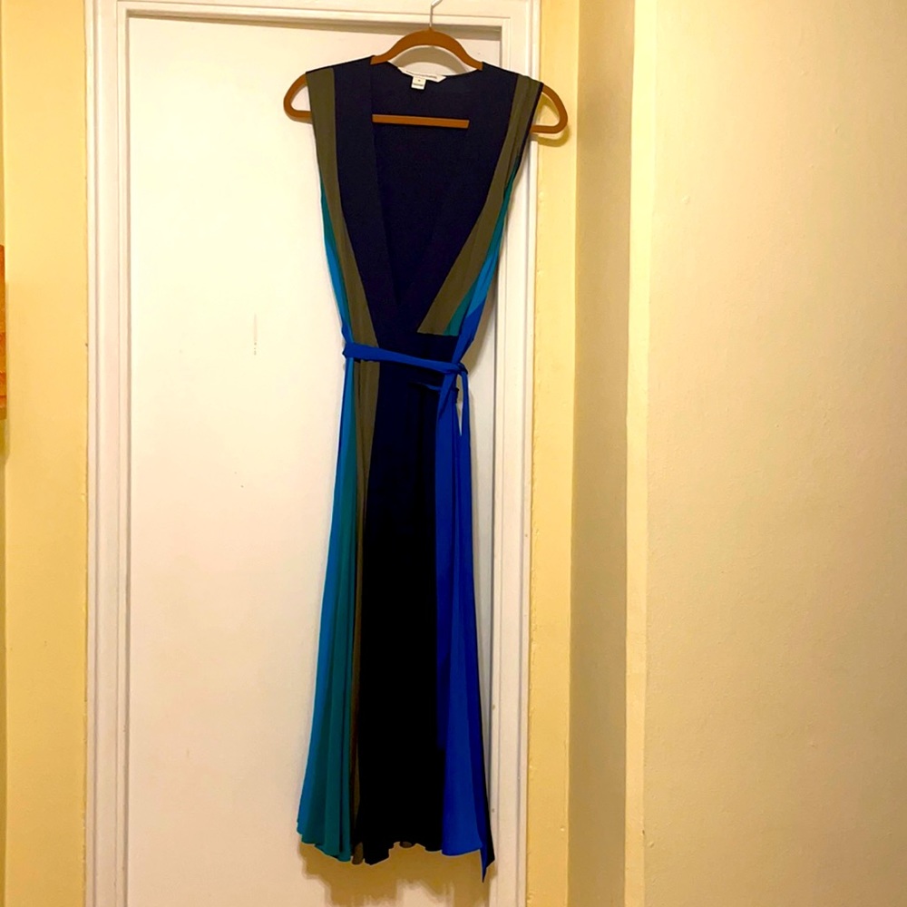 DVF Colorblock Silk Wrap Dress